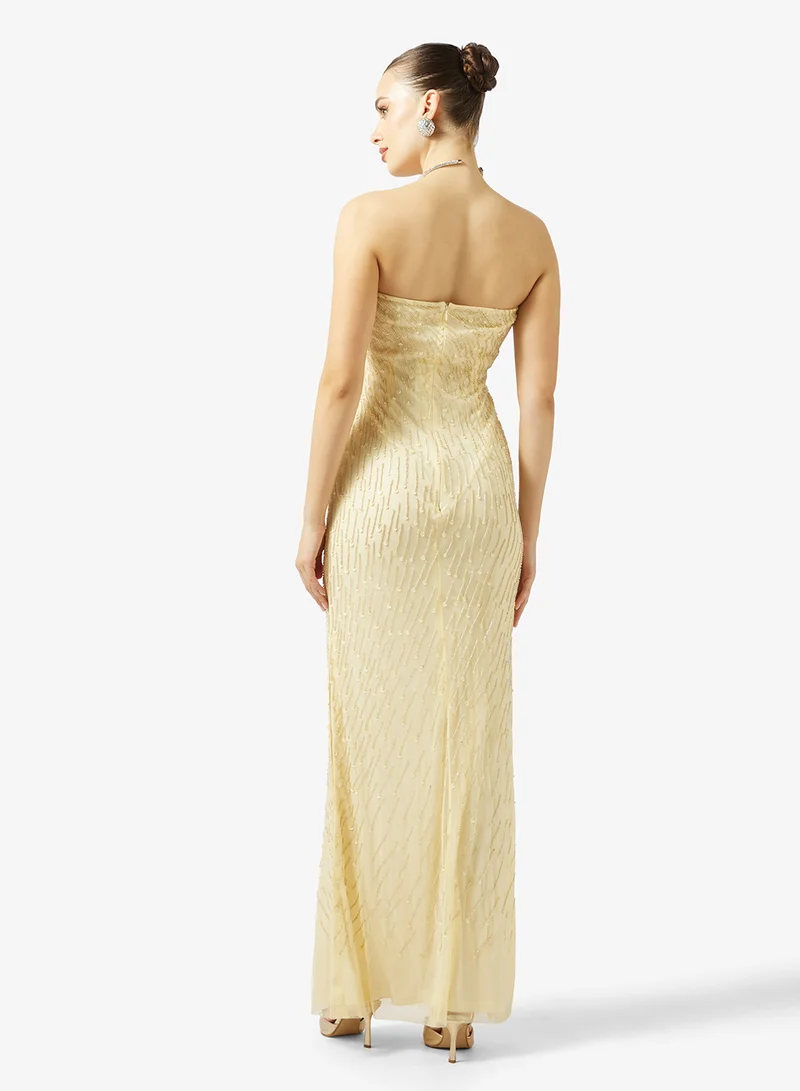 Namshi x  Bandeau Beaded Embellished Gown for Women | Best Price UAE