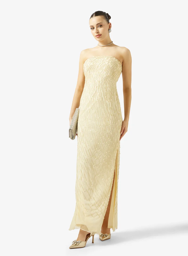 Namshi x  Bandeau Beaded Embellished Gown for Women | Best Price UAE