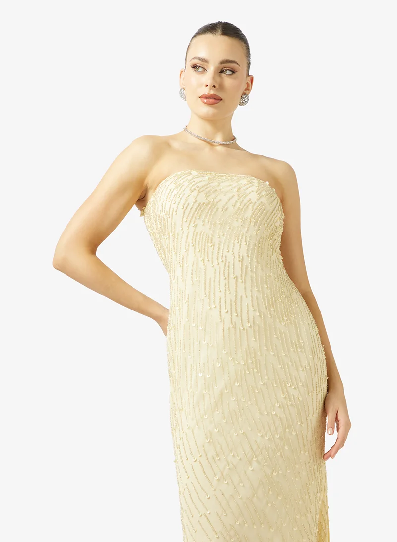 Namshi x  Bandeau Beaded Embellished Gown for Women | Best Price UAE