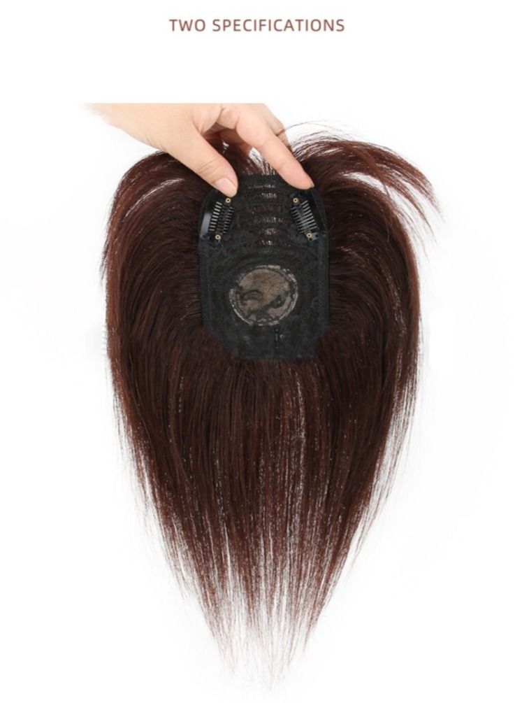 إستيل قطعة واحدة من غطاء الرأس الحقيقي للشعر الأبيض بديل قطعة الشعر المنفوش لزيادة حجم شعر مستعار للسيدات بني غامق - Image 5