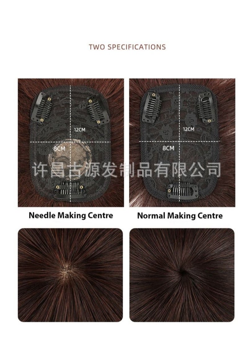 إستيل قطعة واحدة من غطاء الرأس الحقيقي للشعر الأبيض بديل قطعة الشعر المنفوش لزيادة حجم شعر مستعار للسيدات بني غامق - Image 4