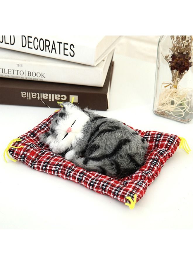 2 PCS Cat Dolls, Sleeping Cat Dolls, Animal Cat Models, Cat Toys that Make Sounds, Small Gray Cat and Small Orange Cat Dolls, Gifts for Children - Image 3