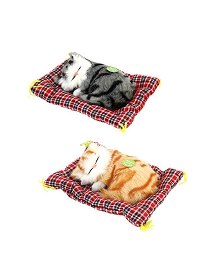2 PCS Cat Dolls, Sleeping Cat Dolls, Animal Cat Models, Cat Toys that Make Sounds, Small Gray Cat and Small Orange Cat Dolls, Gifts for Children - Image 1