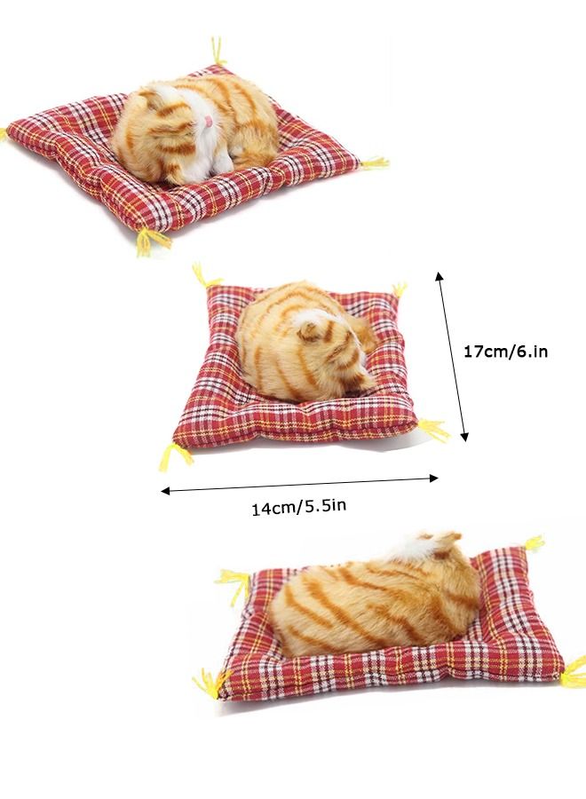 2 PCS Cat Dolls, Sleeping Cat Dolls, Animal Cat Models, Cat Toys that Make Sounds, Small Gray Cat and Small Orange Cat Dolls, Gifts for Children - Image 4