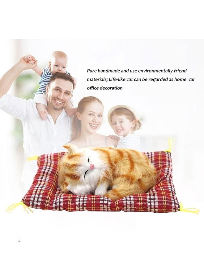 2 PCS Cat Dolls, Sleeping Cat Dolls, Animal Cat Models, Cat Toys that Make Sounds, Small Gray Cat and Small Orange Cat Dolls, Gifts for Children - Image 2