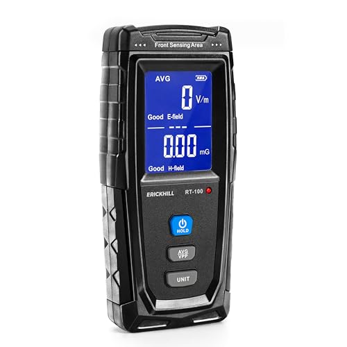 ERICKHILL EMF Meter, Detects Electric and Magnetic Fields, Handheld Digital EMF Detector with LCD Display, Sound-Light Alarm, Rechargeable Battery for Home, Office, and Appliances (Blue) - Image 1