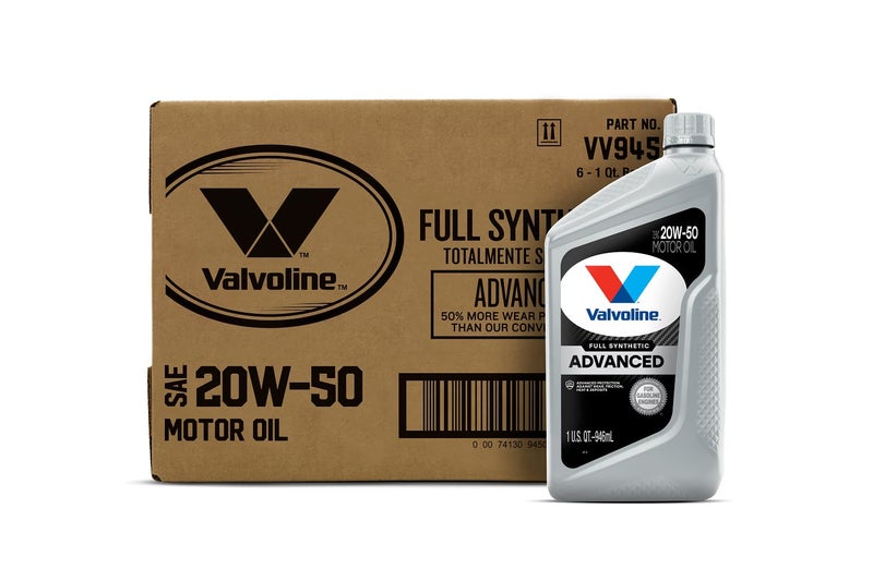 Valvoline زيت محرك فالفولين المتقدم بالكامل الاصطناعي SAE 20W-50 1 QT، علبة من 6 - Image 1