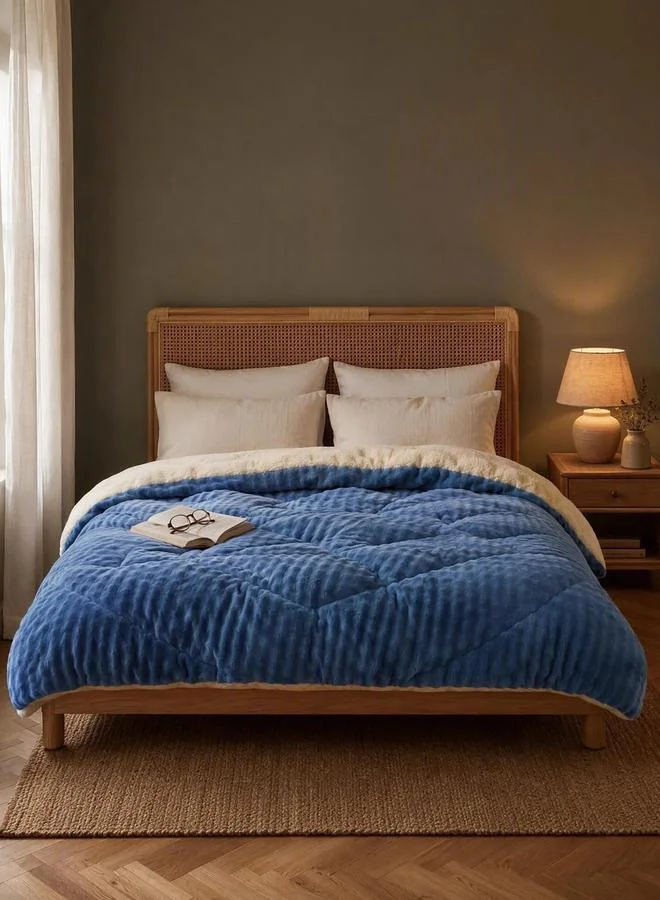 Styli 1-Piece Polyester Quilt Cover Comforter Set - Medium Blue, 150X200Cm