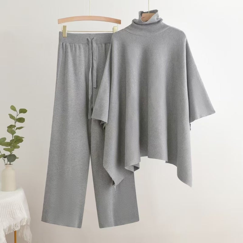 Women's Shawl Collar Coat & Wide-Leg Pants Tracksuit Set - Image 4