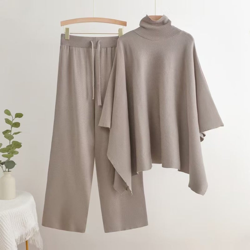 Women's Shawl Collar Coat & Wide-Leg Pants Tracksuit Set - Image 3