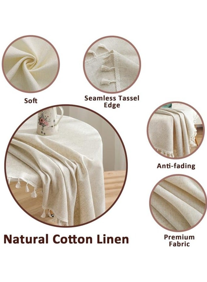 Hoasis Round Table cloth Linen,Fabric Table Cloth, Washable Table Cover with Dust-Proof Wrinkle Resistant for Restaurant, Picnic, Indoor and Outdoor Dining 150cm*150cm - Image 3