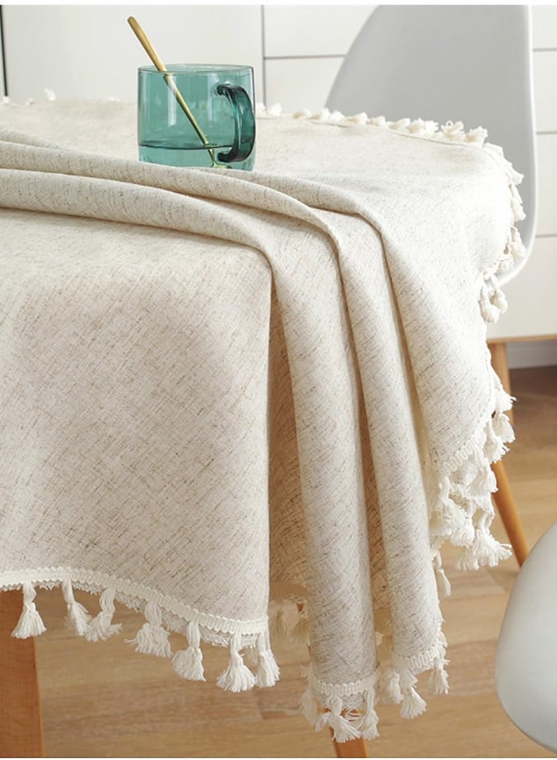 Hoasis Round Table cloth Linen,Fabric Table Cloth, Washable Table Cover with Dust-Proof Wrinkle Resistant for Restaurant, Picnic, Indoor and Outdoor Dining 150cm*150cm - Image 4