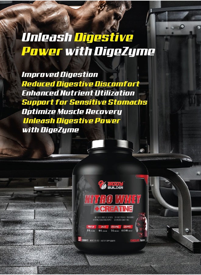 Body Builder - Body Builder Nitro Whey Protein Plus Creatine, Contains Digestive Enzymes, Cookies and Cream Flavor, 4 Lb - Image 1