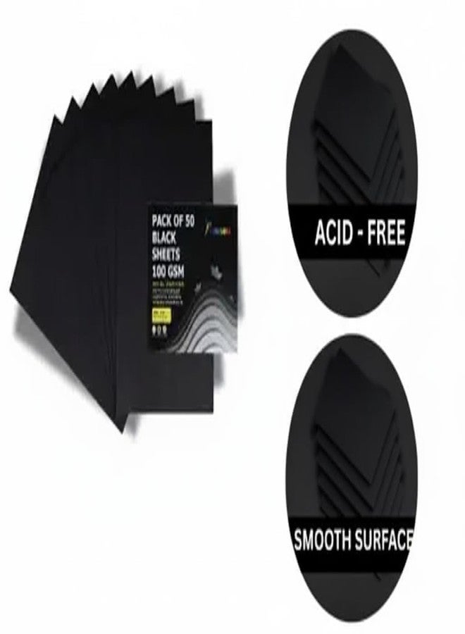 Panorama A4 Black Craft Paper 100 GSM (21 x 29.7 cm) - Thick Art & Craft Paper Sheets for School Projects, Scrapbooking, Card Making, DIY Crafts | Pack of 50 Sheets (Pack of 2, 2) - Image 2