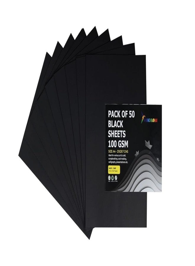 Panorama A4 Black Craft Paper 100 GSM (21 x 29.7 cm) - Thick Art & Craft Paper Sheets for School Projects, Scrapbooking, Card Making, DIY Crafts | Pack of 50 Sheets (Pack of 2, 2) - Image 1