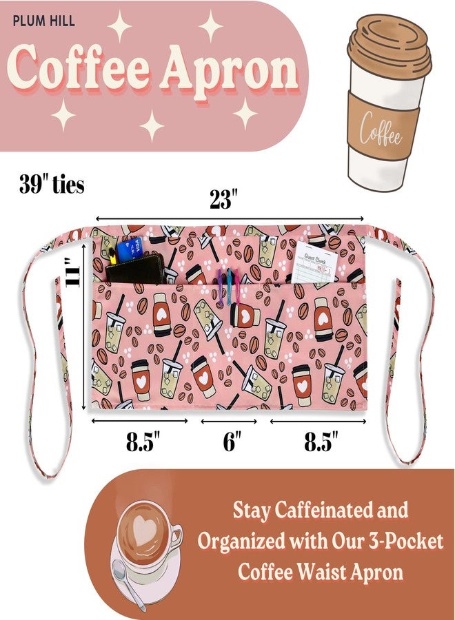 Plum Hill Coffee Server Waist Apron - Waitress Apron with 3 Pockets - Cute Half Apron for Baristas Cleaning Vendors and Teachers - Waitress Accessories - Image 2