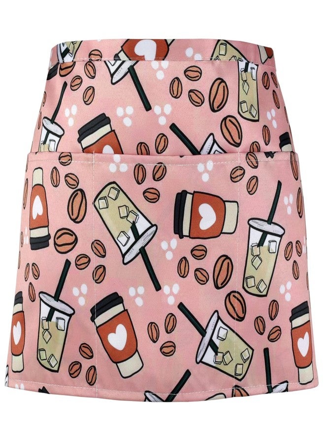 Plum Hill Coffee Server Waist Apron - Waitress Apron with 3 Pockets - Cute Half Apron for Baristas Cleaning Vendors and Teachers - Waitress Accessories - Image 1