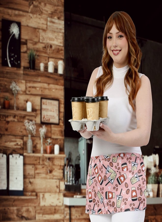 Plum Hill Coffee Server Waist Apron - Waitress Apron with 3 Pockets - Cute Half Apron for Baristas Cleaning Vendors and Teachers - Waitress Accessories - Image 3