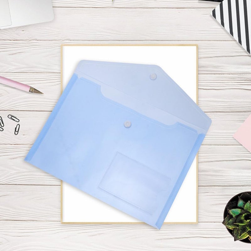 STOBOK Envelope Folder Pocket Folders Clear Document Folders A5 Size File Envelopes Clear Waterproof File Folder with Snap Button, 12pcs - Image 4