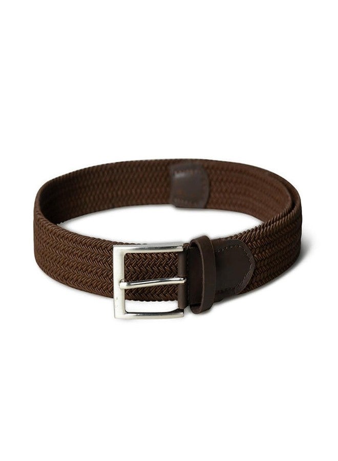 MaheTri Braided Canvas Stretchable Leather Belt, Premium Woven fabric Adjustable & Hole Free Belt for Men & Women (Black, Brown, Cream Black, Cream Brown) (Brown, 42"-44" Waist Adjustable) - Image 4