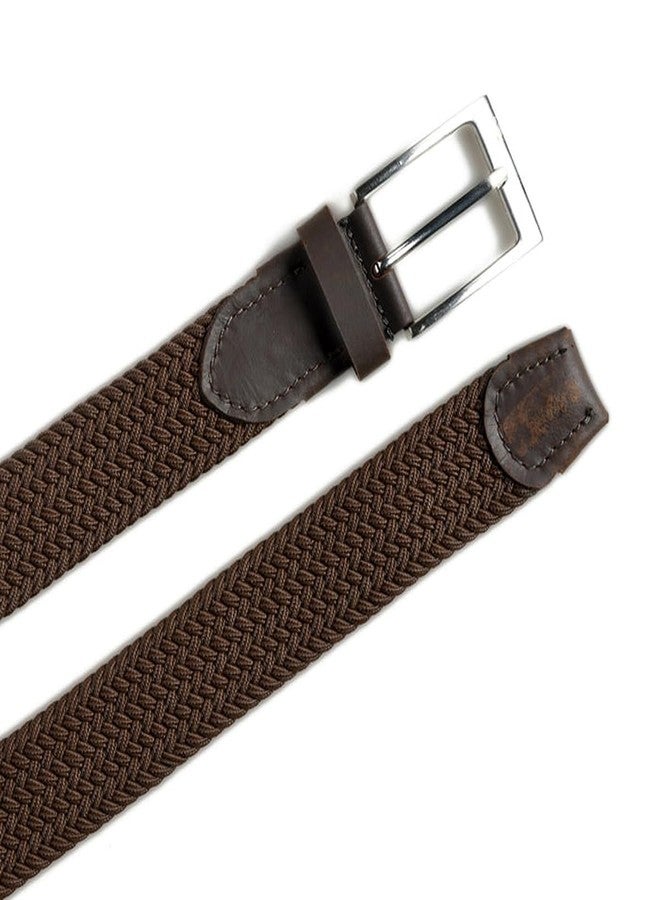 MaheTri Braided Canvas Stretchable Leather Belt, Premium Woven fabric Adjustable & Hole Free Belt for Men & Women (Black, Brown, Cream Black, Cream Brown) (Brown, 42"-44" Waist Adjustable) - Image 5