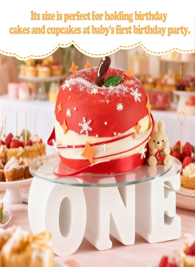 MXOYOXM 12 Inch One Letters Round Birthday Cake Stands,White 1st Birthday Baby Shower Cupcake Display Acrylic Cake Table Stand for First Birthday Party Decorations - Image 4