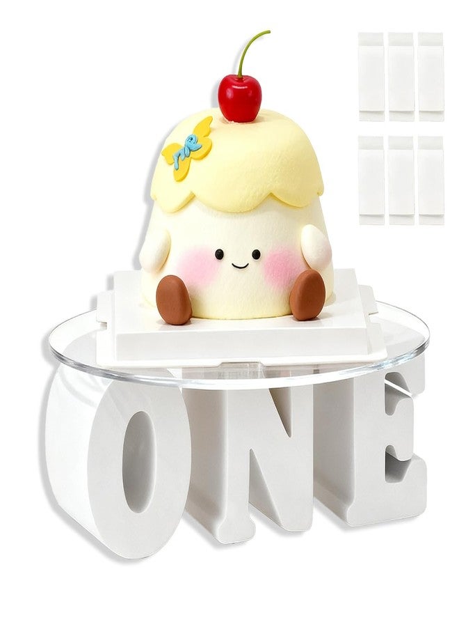 MXOYOXM 12 Inch One Letters Round Birthday Cake Stands,White 1st Birthday Baby Shower Cupcake Display Acrylic Cake Table Stand for First Birthday Party Decorations - Image 1
