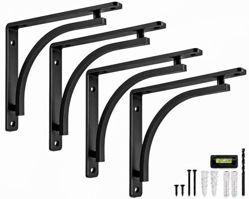 Balin Designs Classic Black Heavy Duty Shelf Brackets 10 inch by Balin Designs – L Bracket, Wall Mounted Support, Shelving Metal Bracket, Decorative Shelf Brackets, with Hardware Included, Set of 4 - Image 1