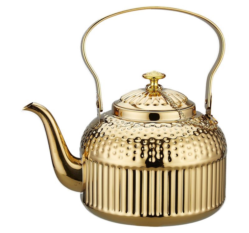 SANQIAHOME Antique 1.8L (60 Oz) Stainless Steel Teapot with Infuser Gold - Image 1
