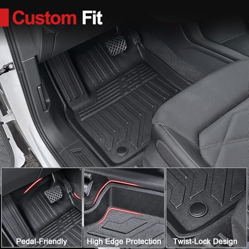 HOUCLEMIC Floor Mats for 2018-2025 2026 Volkswagen Atlas 7 Passenger Bench Seating (Not for Cross Sport), All Weather TPE Durable Cargo Mat with Backrest Mats for VW Atlas Accessories - Image 3