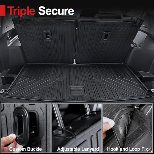 HOUCLEMIC Floor Mats for 2018-2025 2026 Volkswagen Atlas 7 Passenger Bench Seating (Not for Cross Sport), All Weather TPE Durable Cargo Mat with Backrest Mats for VW Atlas Accessories - Image 4