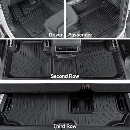 HOUCLEMIC Floor Mats for 2018-2025 2026 Volkswagen Atlas 7 Passenger Bench Seating (Not for Cross Sport), All Weather TPE Durable Cargo Mat with Backrest Mats for VW Atlas Accessories - Image 2