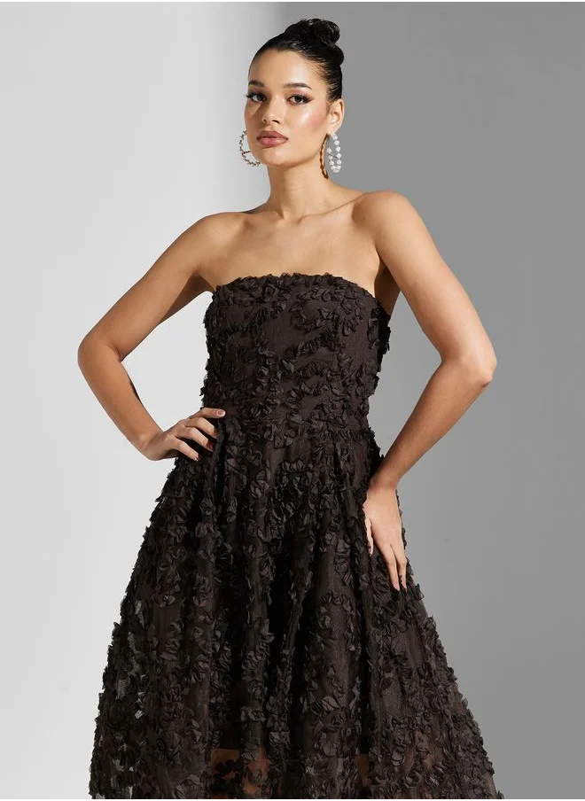True Decadence Strapless High Low Applique Dress