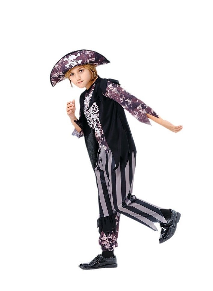 xppier Kids Pirate Costume Dress with Hat Perfect for Halloween, Cosplay, Fancy Dress both for Girls & Boys, 8-10 Years  - Image 4
