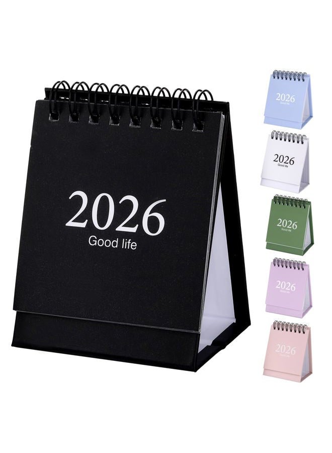 Hawflu Mini Desk Calendar, 2026-2027 Small Desk Calendar, Jan 2026 to June 2027, 18 Monthly, Mini Standing Flip Calendar 2026 (Black) - Image 1