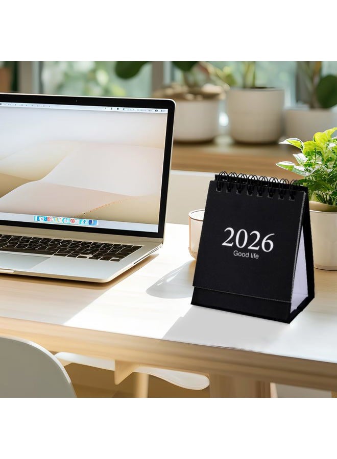 Hawflu Mini Desk Calendar, 2026-2027 Small Desk Calendar, Jan 2026 to June 2027, 18 Monthly, Mini Standing Flip Calendar 2026 (Black) - Image 2