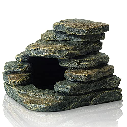 FEDOUR Aquarium Ornaments, Aquarium Mini Skull Skeleton/Aquarium Mini Castle/Aquarium Hippon Cave/Aquarium Rock Stone Cave Decoration, Fish Tank Decoration Landscape Hiding House (Rock Cave) - Image 1