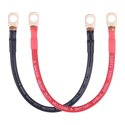 iGreely 6 AWG Battery Cable 6 Gauge Flexible Pure Copper Battery Welding Wires with 38 Lugs for Automotive Solar Panel Inverter Trolling Motor RV MarineReplacement Parts Accessories 1ft30cm - Image 1