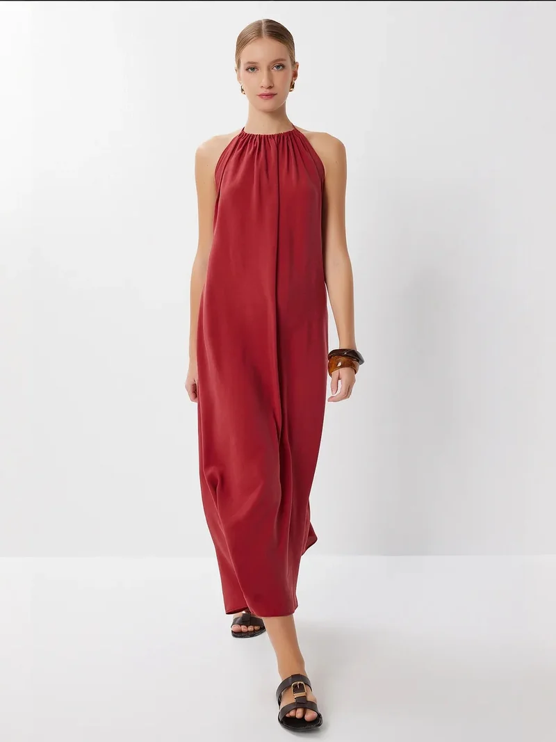 Happiness İstanbul ISTANBUL Halter Neck Drape Midi Dress