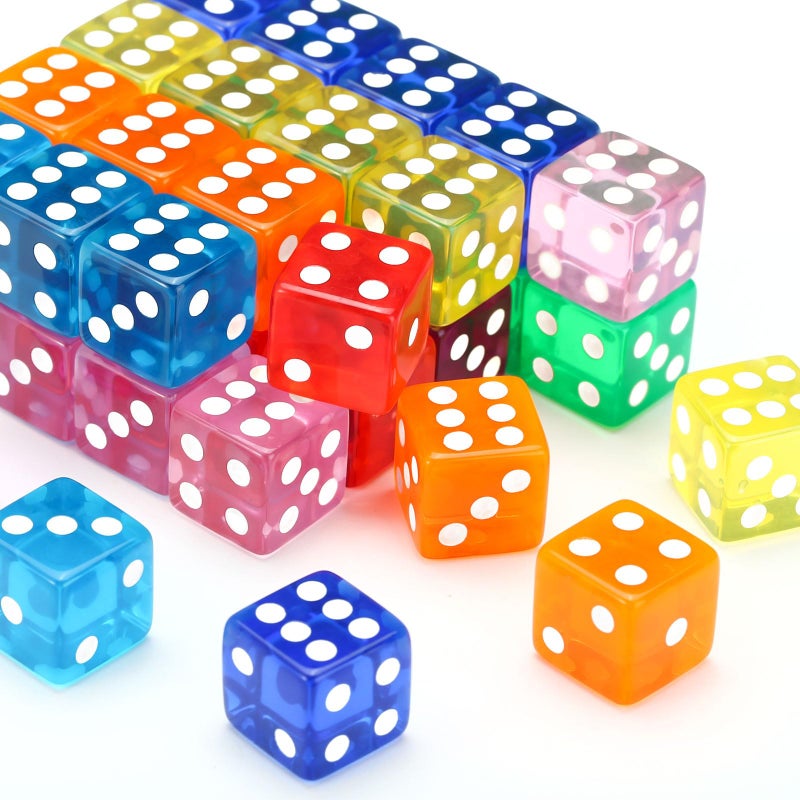 GWHOLE 40 Pieces 6-Sided Game Dice Set, 8 Translucent Colors Dice for Board Games and Teaching Math - Image 3