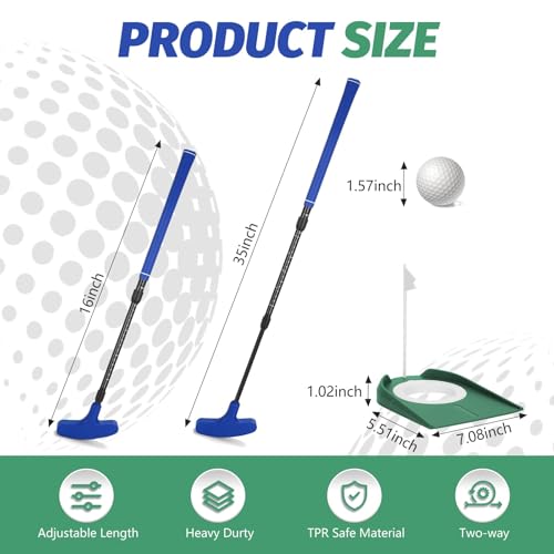 Lievermo Golf Putter 2 Pack Golf Putters for Men Women TwoWay Mini Putter Right or Left Handed Golfers Adjustable Training Club Golf Set with 2 Balls 2 Flag Cups for KidsTeenagers Adults Blue Red - Image 3