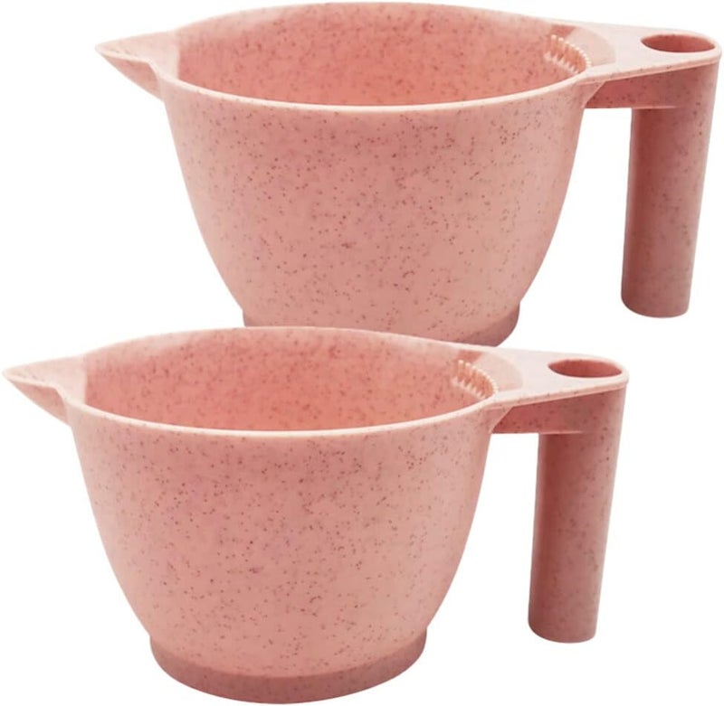 minkissy Hair Dye Bowl 2 Pack Wheat Straw Color Mixing Bowl For Hair Salon Portable Tint Bowl Professional Hair Color Bowl Stackable Diy Hair Dye Tools For Home UsesPink
