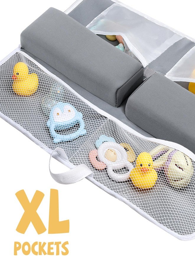 CAMELUS Bath Kneeler and Elbow Rest Pad Set, Quick Dry Baby Bath Kneeling Pad Thick Soft Non-Slip Baby Bathtub Mat for Baby Bathing, Baby Accessories Organizer, Gifts for Parents, Grey - Image 3