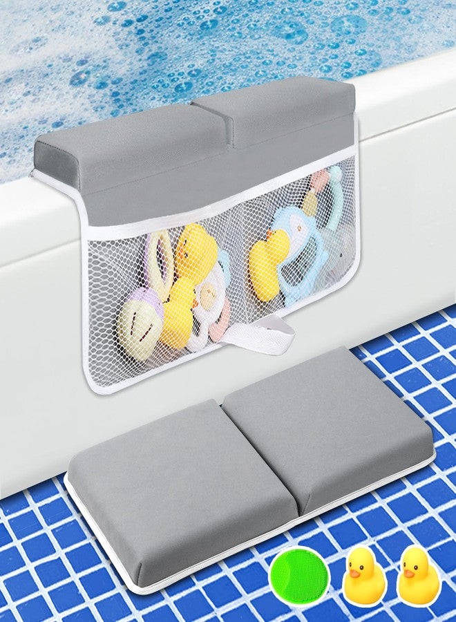 CAMELUS Bath Kneeler and Elbow Rest Pad Set, Quick Dry Baby Bath Kneeling Pad Thick Soft Non-Slip Baby Bathtub Mat for Baby Bathing, Baby Accessories Organizer, Gifts for Parents, Grey - Image 1
