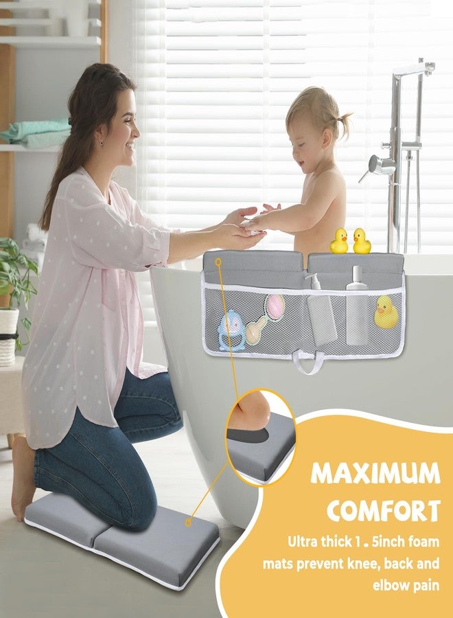 CAMELUS Bath Kneeler and Elbow Rest Pad Set, Quick Dry Baby Bath Kneeling Pad Thick Soft Non-Slip Baby Bathtub Mat for Baby Bathing, Baby Accessories Organizer, Gifts for Parents, Grey - Image 2