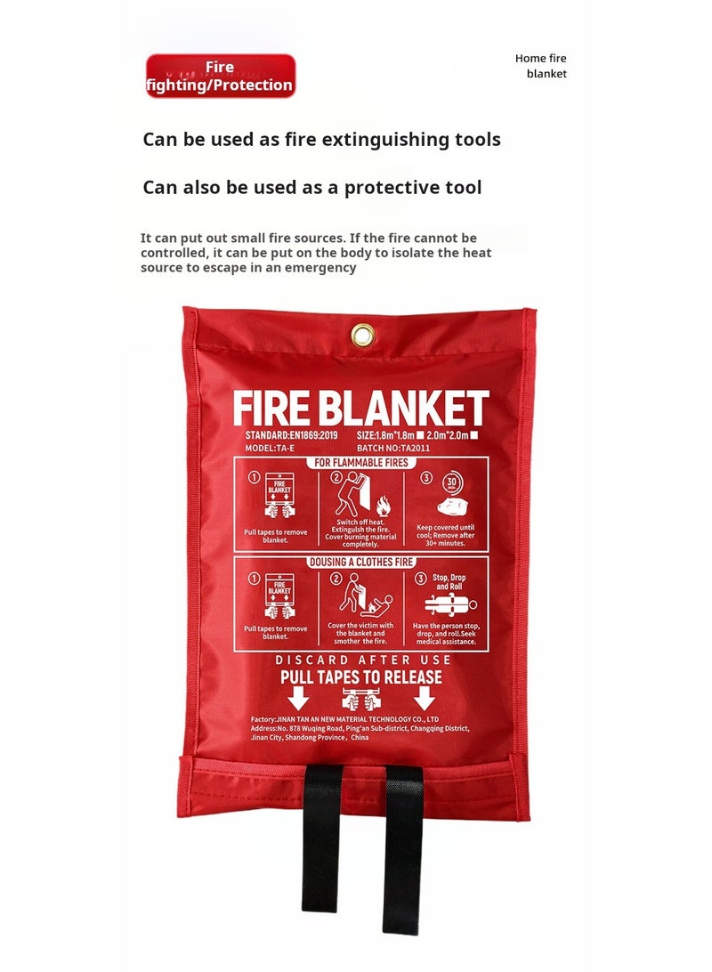 Premium Fire Blanket 1x1m [2-Pack] - EN1869 Certified Emergency Fire Suppressant, SGS Tested E-Glass Fiberglass Safety Blanket for Kitchen, Car, Home & Camping Emergency, Fire Extinguisher Alternative - Image 2