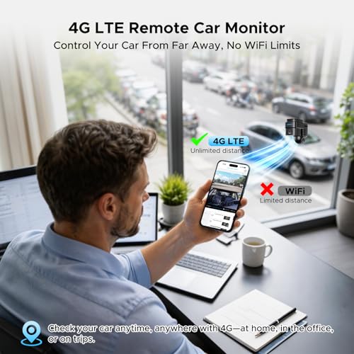 LAMTTO 4G LTE Wireless Dash Cam Front and Inside, Remote Live View Car Security Camera, Dual Dashcam with Radar Sentry Parking Monitor, Anti-Theft GPS Tracking for Vandalism, Fleet & Teen Safety - Image 4