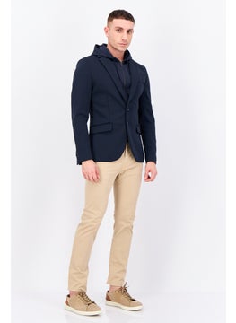 Jules Men Solid Hooded Jacket, Navy Blue  - Image 2