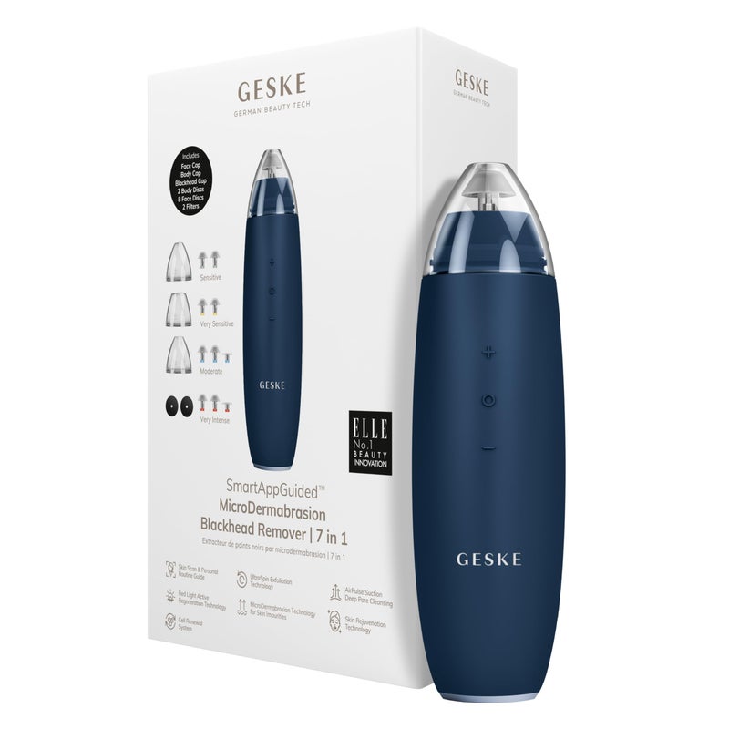 GESKE SmartAppGuided MicroDermabrasion Blackhead Remover 7 in 1 Blackhead Remover Electric Pore Cleaner Innovative Vacuum Cup Beauty Tool Skin Cleansing Device Skincare Device