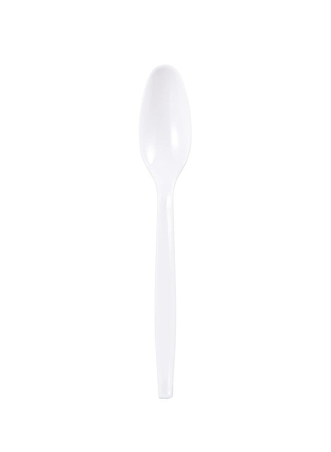 FULING 500 Count Heavy Duty White Plastic Tea Spoons Disposable Cutlery Party Utensils Heavyweight - Image 2